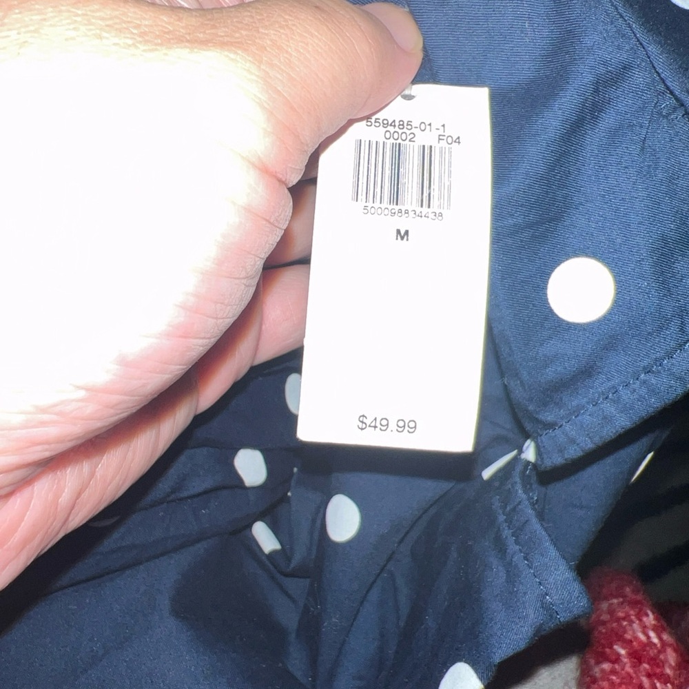 Old Navy Womens Size Medium Blue White Stripe Cutout Midi Button Shirt Dress NWT - Picture 9 of 10